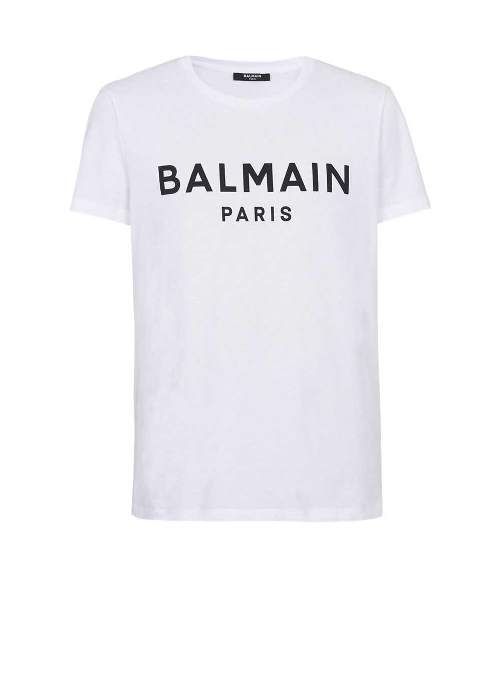 Balmain Eco-designed Cotton T-shirt With Balmain Paris Logo Print White | UYBXNAP-09