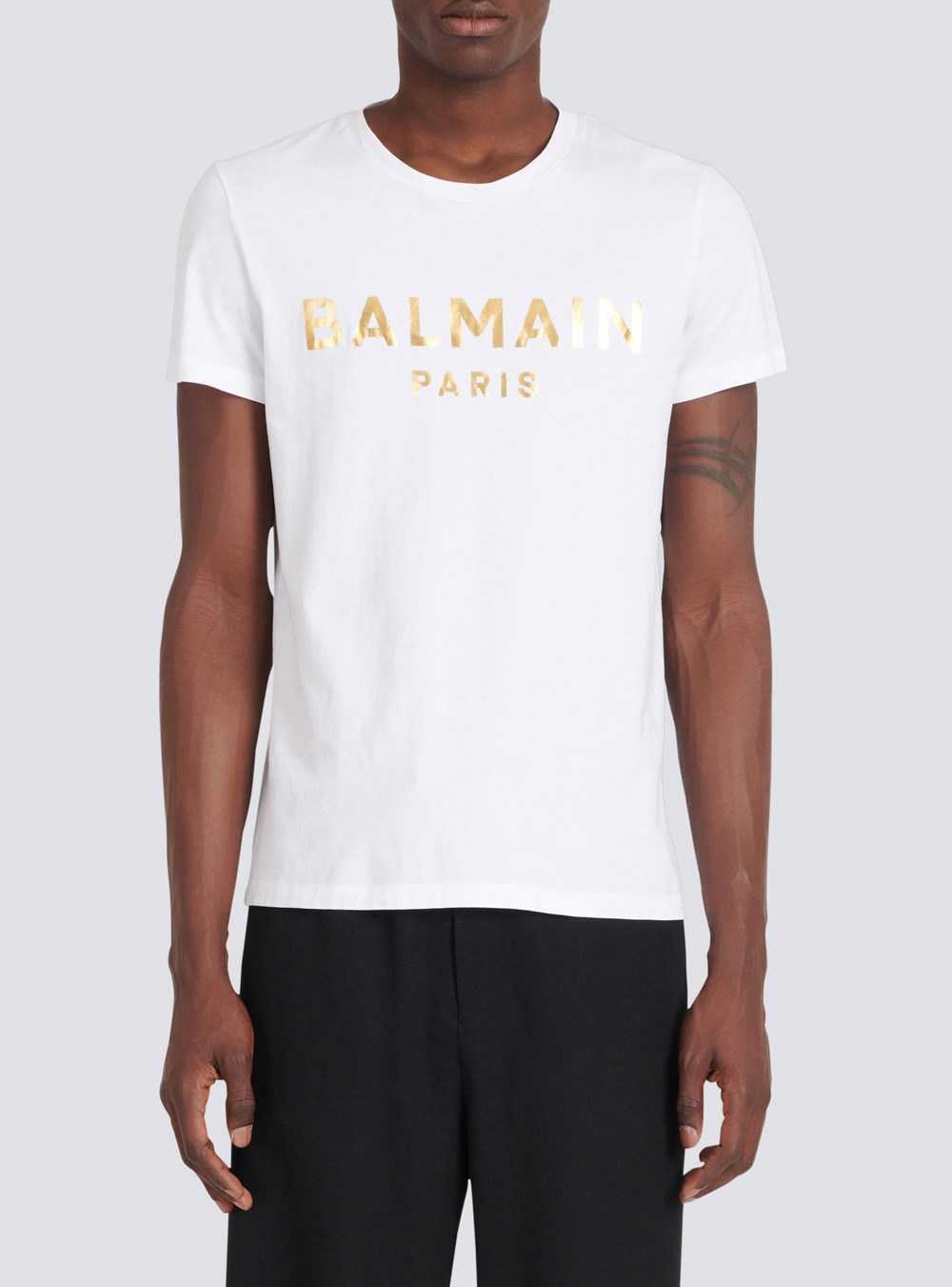 Balmain Eco-designed Cotton T-shirt With Balmain Paris Logo Print White | WNGMVUO-02