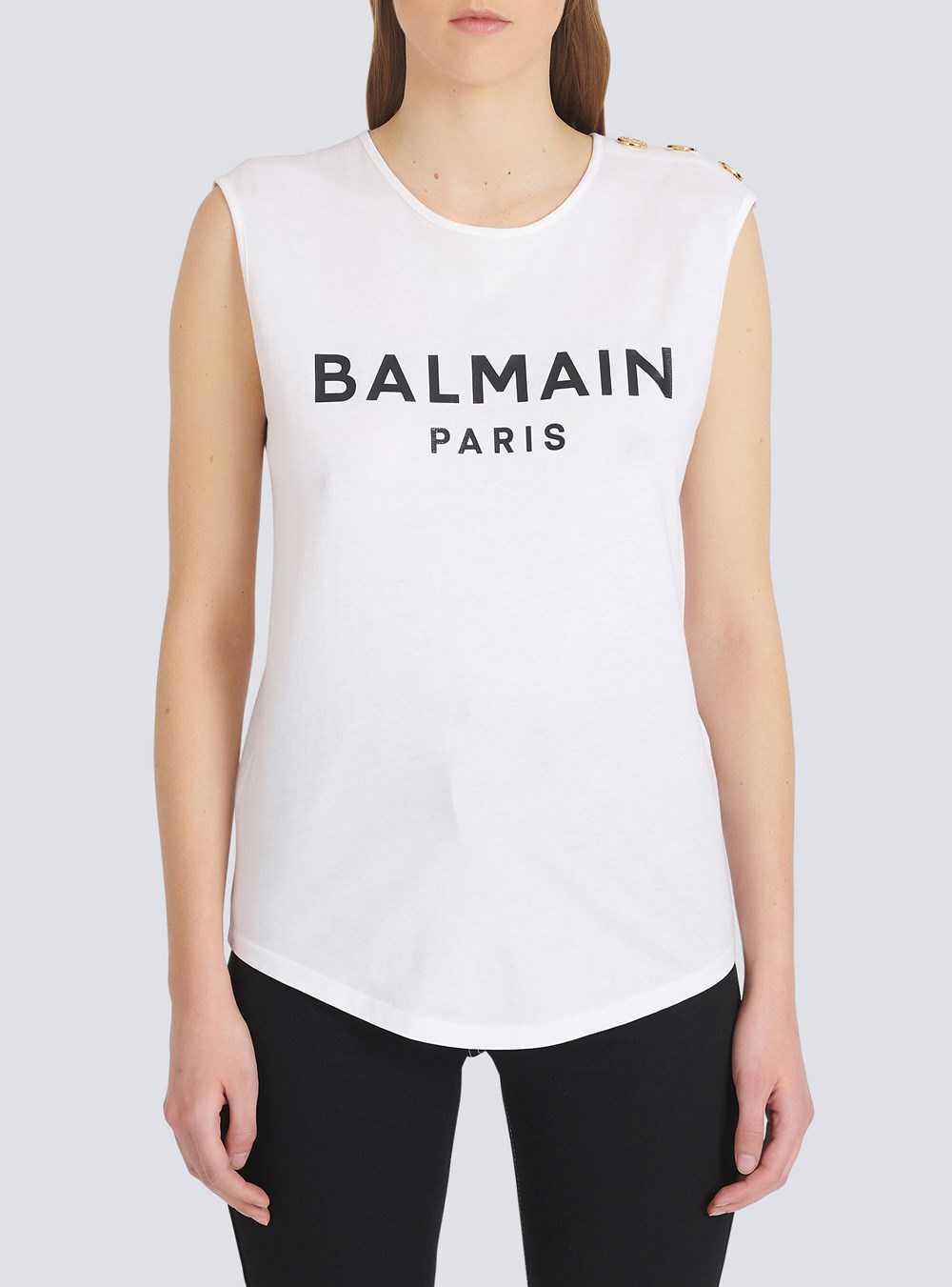 Balmain Eco-designed Cotton T-shirt With Balmain Logo Print White | WZPJOXK-57