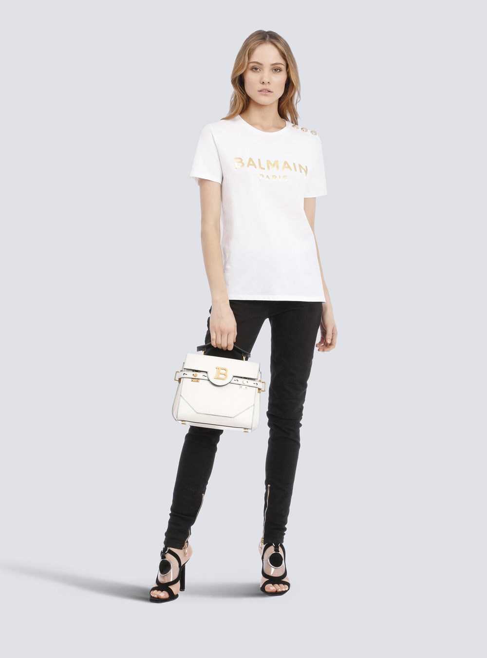 Balmain Eco-designed Cotton T-shirt With Balmain Logo Print Gold | XUELWHS-65