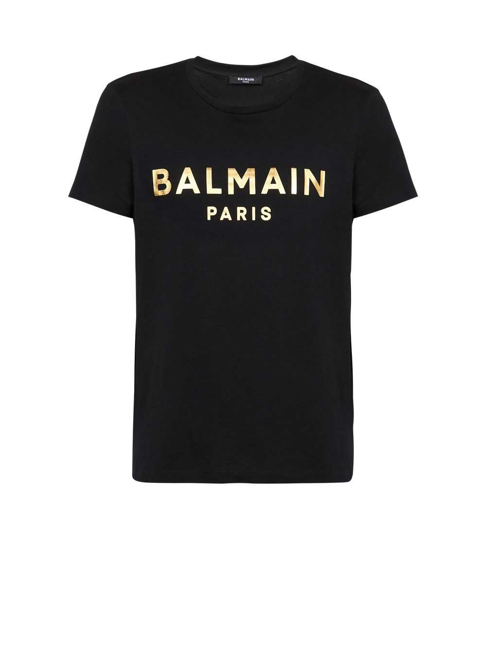 Balmain Eco-designed Cotton T-shirt With Balmain Paris Logo Print Black | YBSHPRF-18