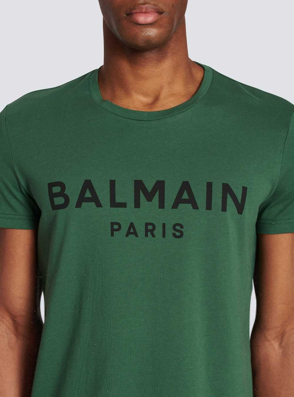 Balmain Eco-designed Cotton T-shirt With Balmain Paris Logo Print Green | ZLGVWRB-61