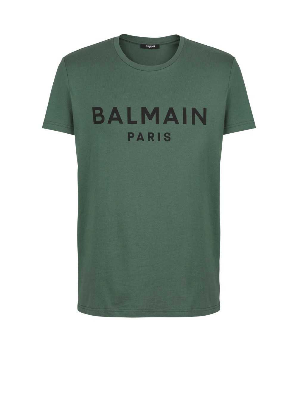 Balmain Eco-designed Cotton T-shirt With Balmain Paris Logo Print Green | ZLGVWRB-61