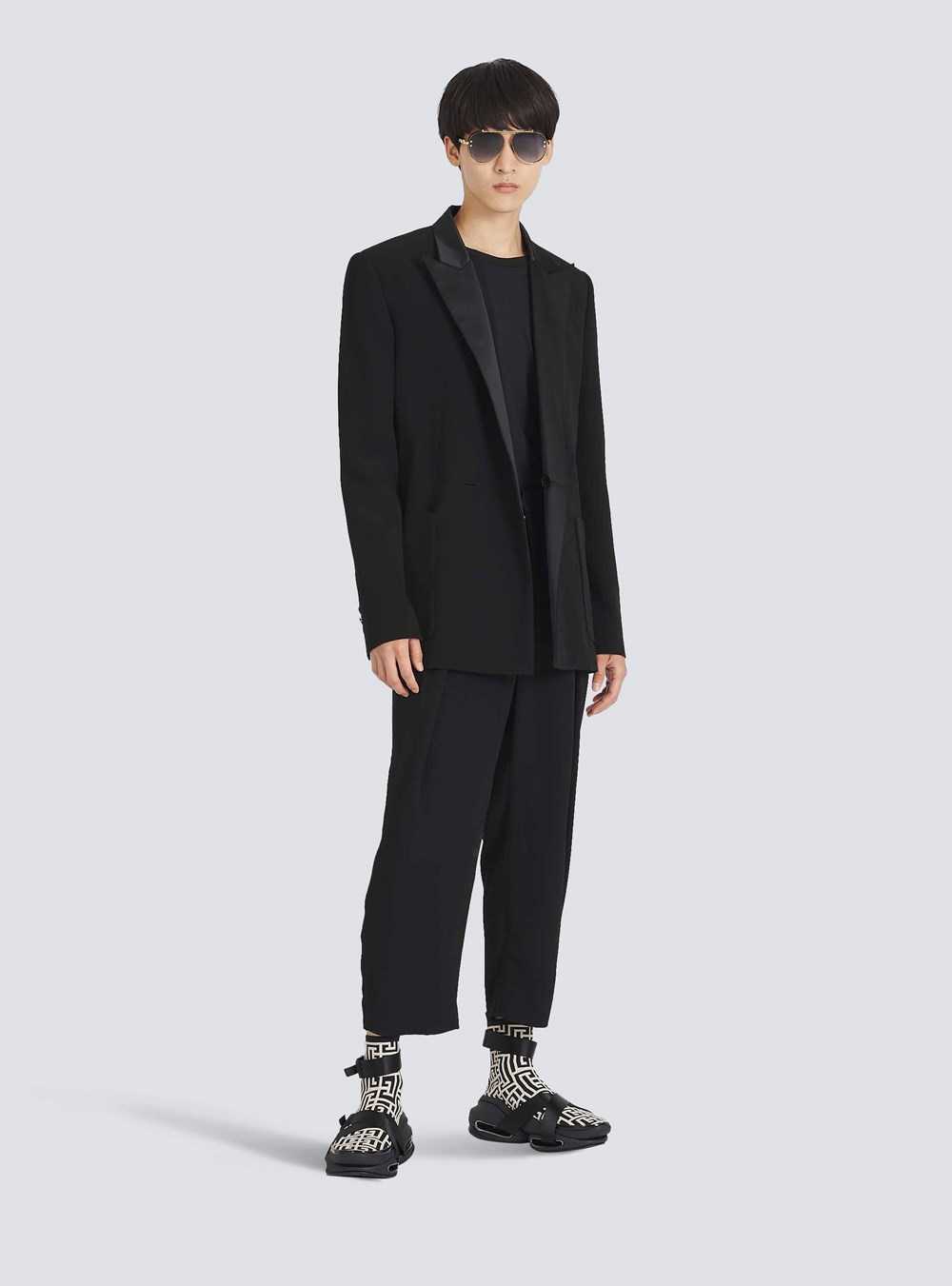 Balmain Eco-designed Crepe Blazer Withsatin Collar Black | YUVQGOK-98