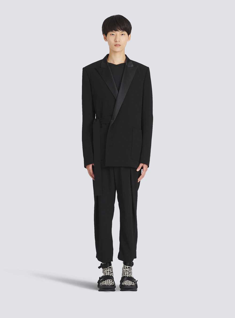 Balmain Eco-designed Crepe Blazer Withsatin Collar Black | YUVQGOK-98