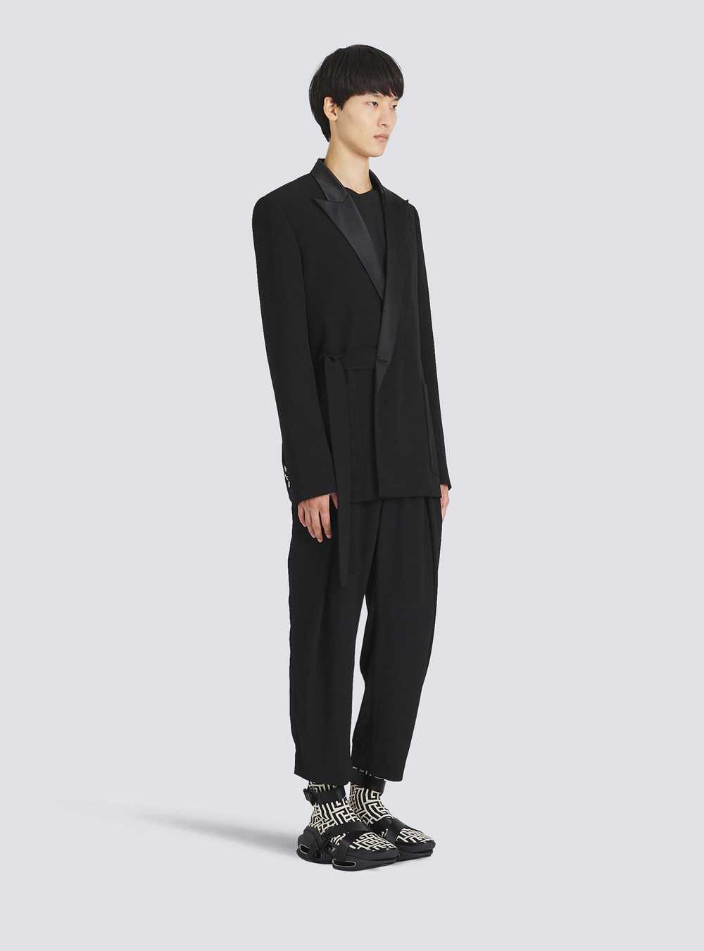 Balmain Eco-designed Crepe Blazer Withsatin Collar Black | YUVQGOK-98