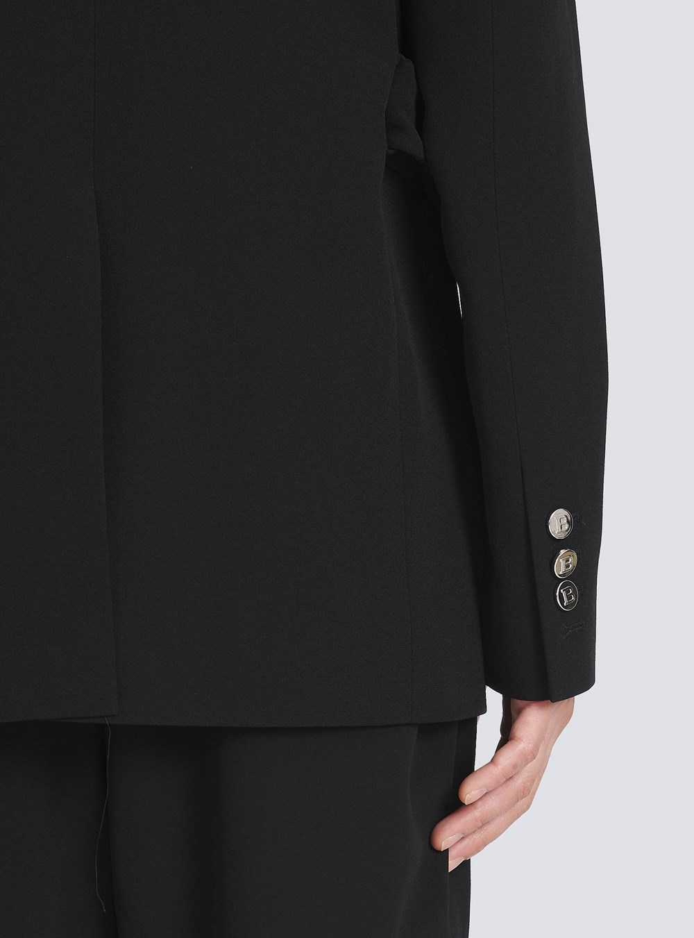 Balmain Eco-designed Crepe Blazer Withsatin Collar Black | YUVQGOK-98