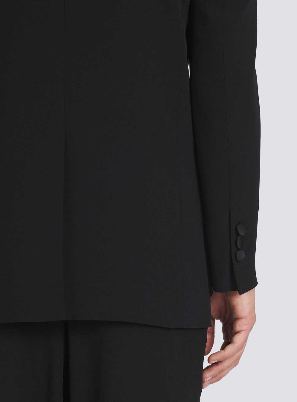 Balmain Eco-designed Double-breasted Crepe Blazer Black | BZSITQK-40