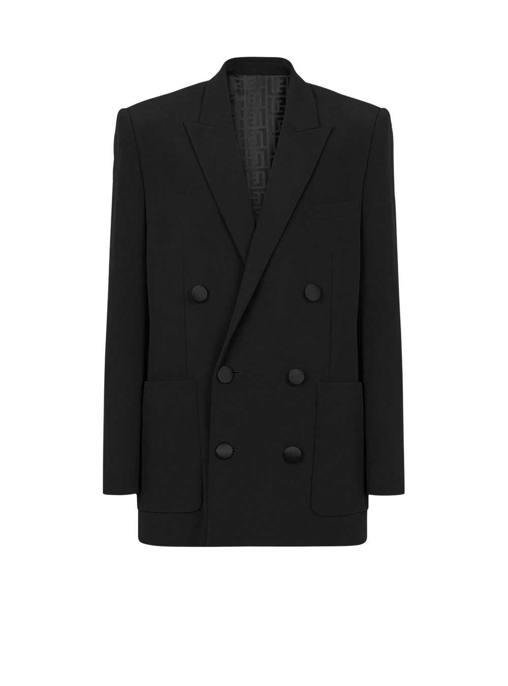 Balmain Eco-designed Double-breasted Crepe Blazer Black | BZSITQK-40