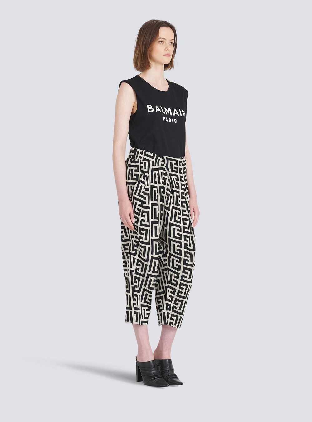 Balmain Eco-designed Draped Pants With Balmain Print Monogram Black | CUQHNGD-29