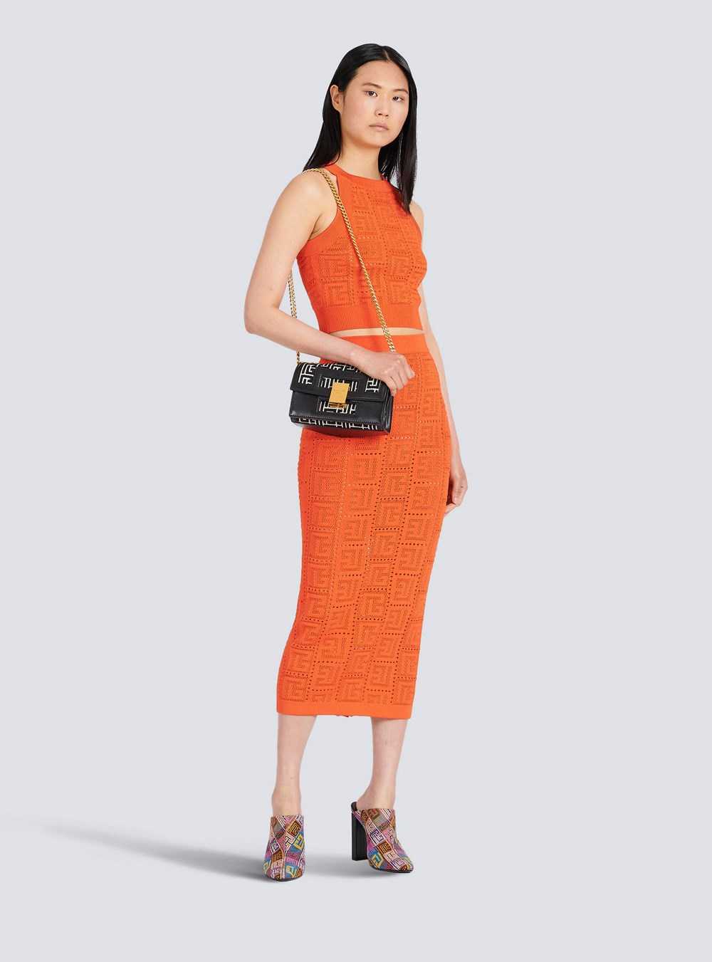 Balmain Eco-designed Knit Crop Top With Balmain Monogram Orange | OJWAQEB-25