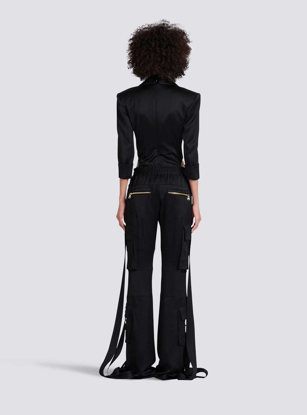 Balmain Eco-designed Satin Tailored Bodysuit Black | TIJNKZM-40