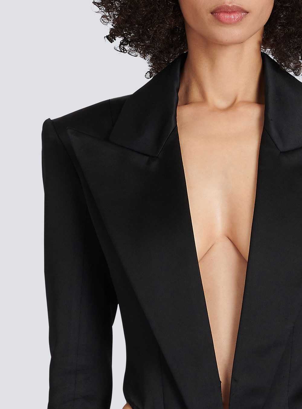 Balmain Eco-designed Satin Tailored Bodysuit Black | TIJNKZM-40