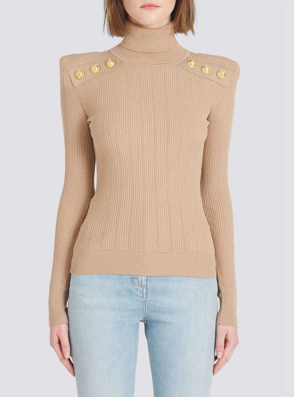 Balmain Eco-designed Sweater With Gold-tone Buttons Beige | RQBZGSO-68