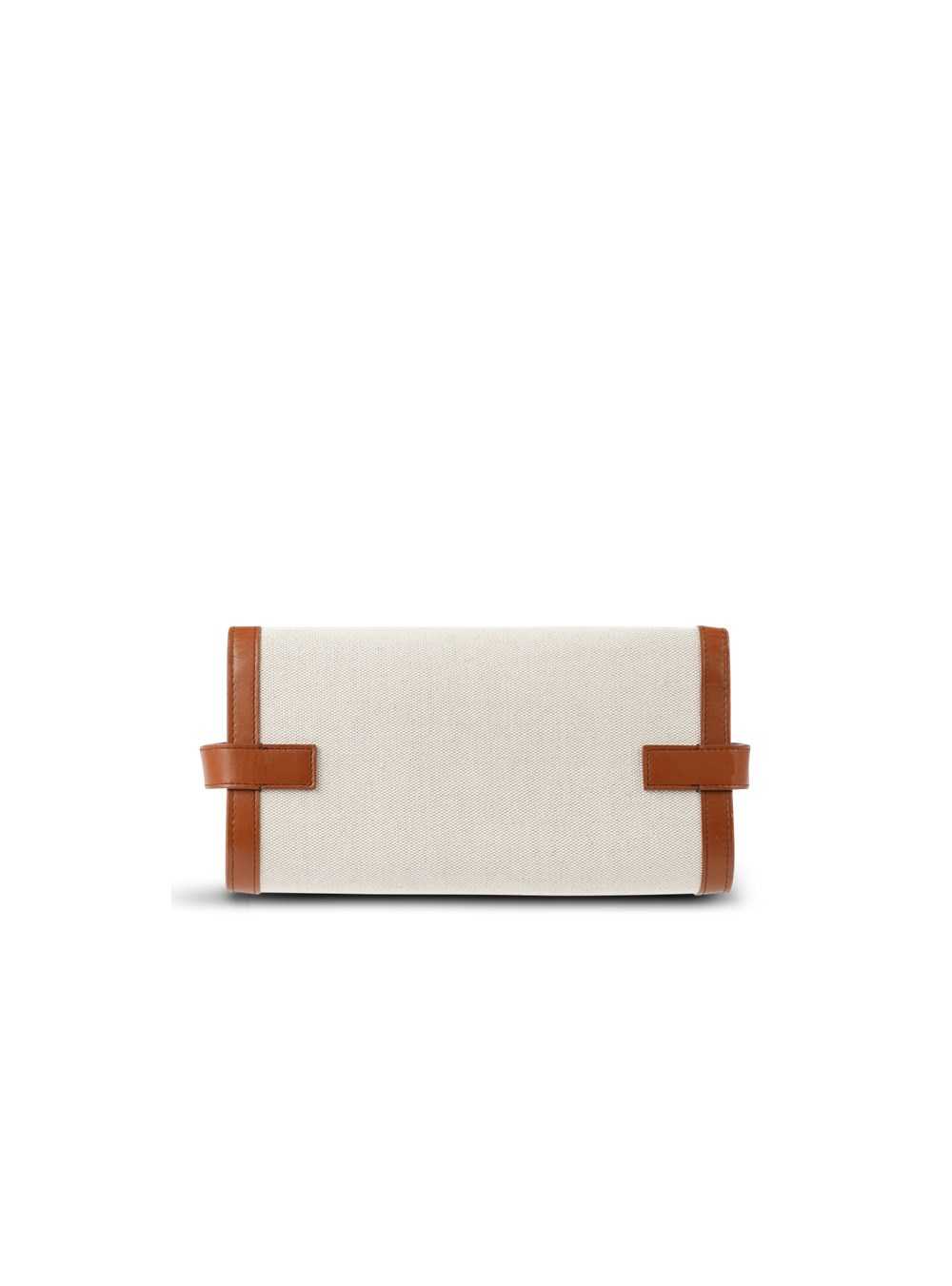 Balmain Ecru Canvas B-buzz 23 Clutch With Brown Leather Panels Beige | APXFTMD-63