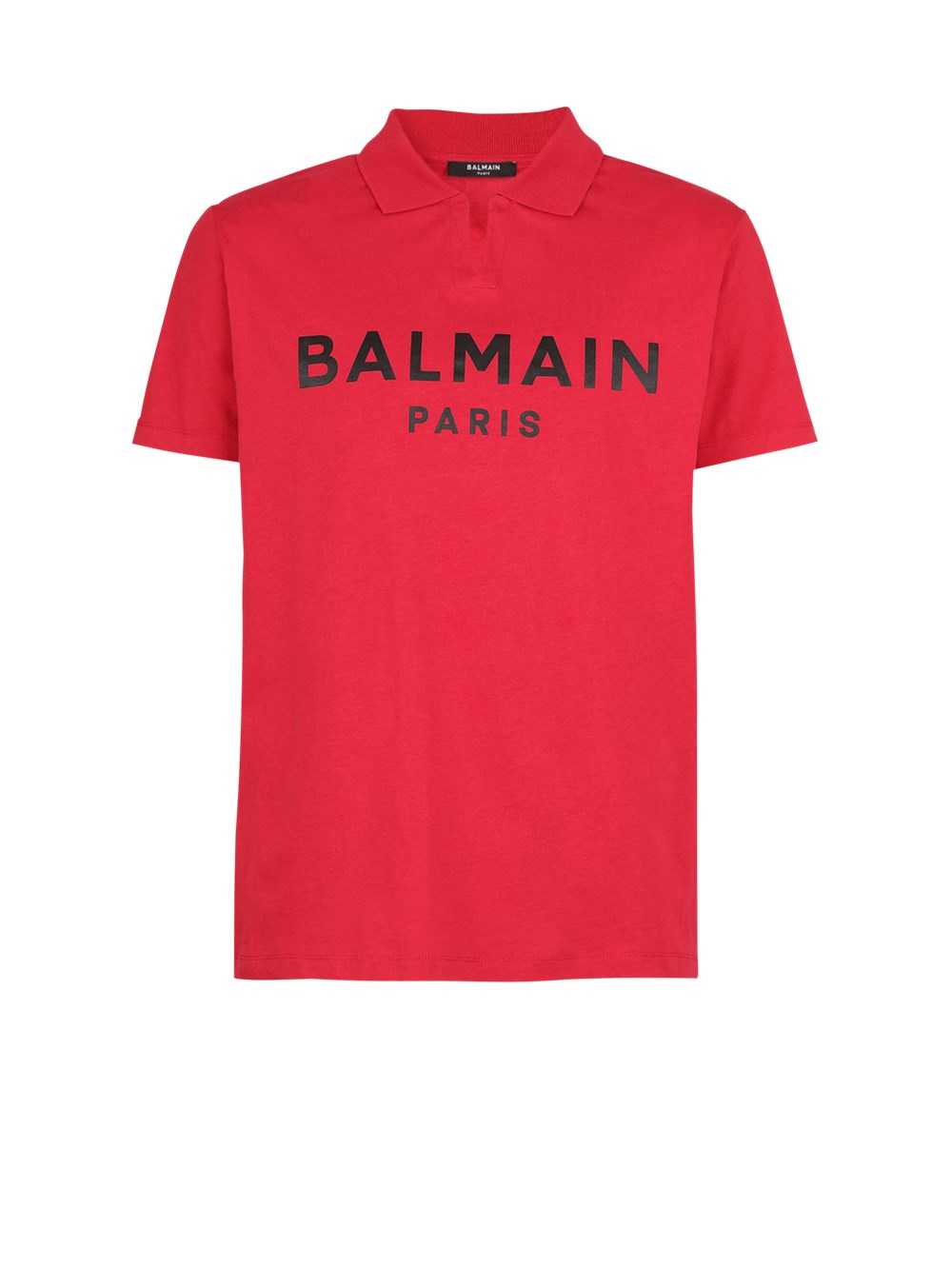 Balmain Eeco-designed Cotton Polo With Black Balmain Logo Print Red | NDPSKBT-24