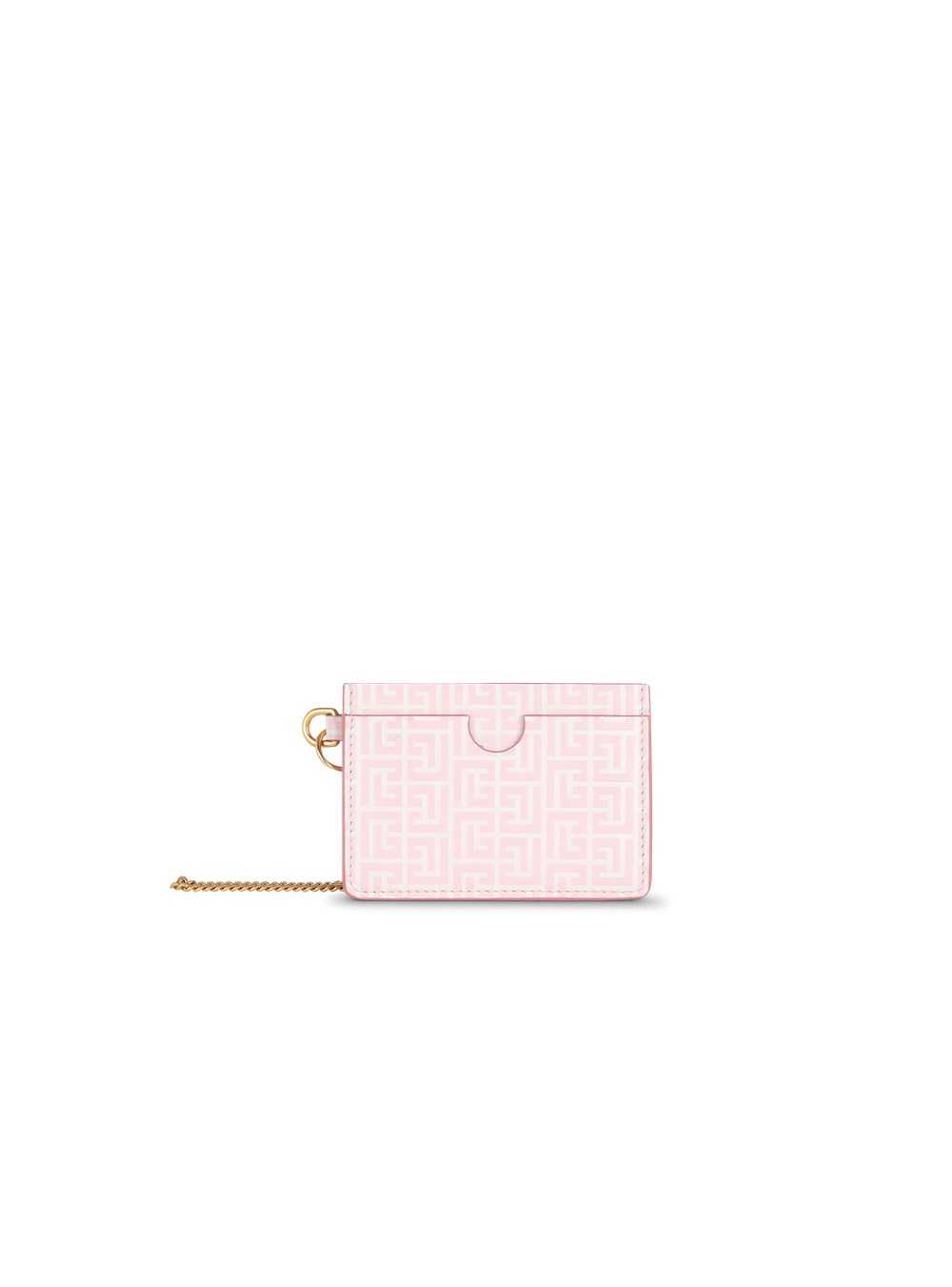 Balmain Embossed Calfskin Coin Card Holder Pink | PJVFBNG-39