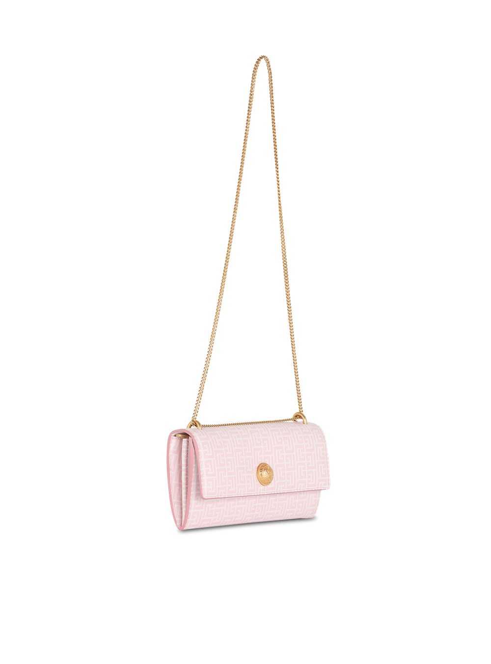 Balmain Embossed Leather Coin Wallet Pink | IFVUWJT-36