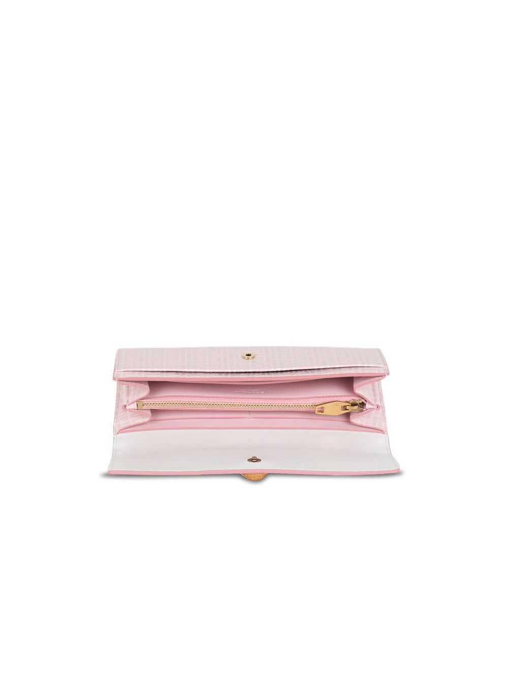 Balmain Embossed Leather Coin Wallet Pink | IFVUWJT-36