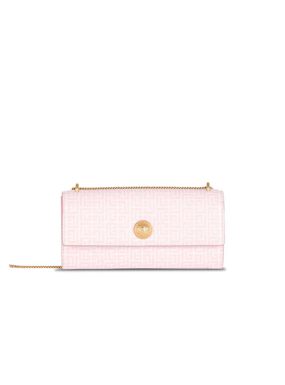 Balmain Embossed Leather Coin Wallet Pink | IFVUWJT-36