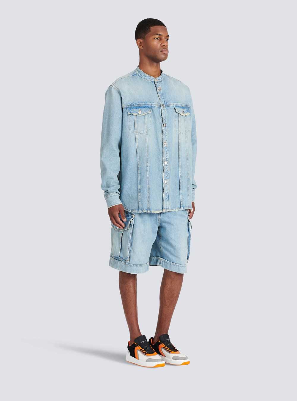 Balmain Eo-designed Denim Shirt Blue | YWLEVXK-05