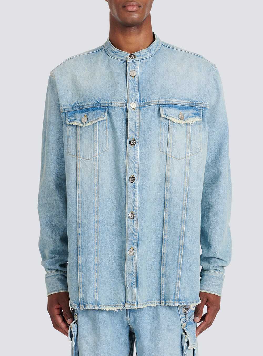 Balmain Eo-designed Denim Shirt Blue | YWLEVXK-05