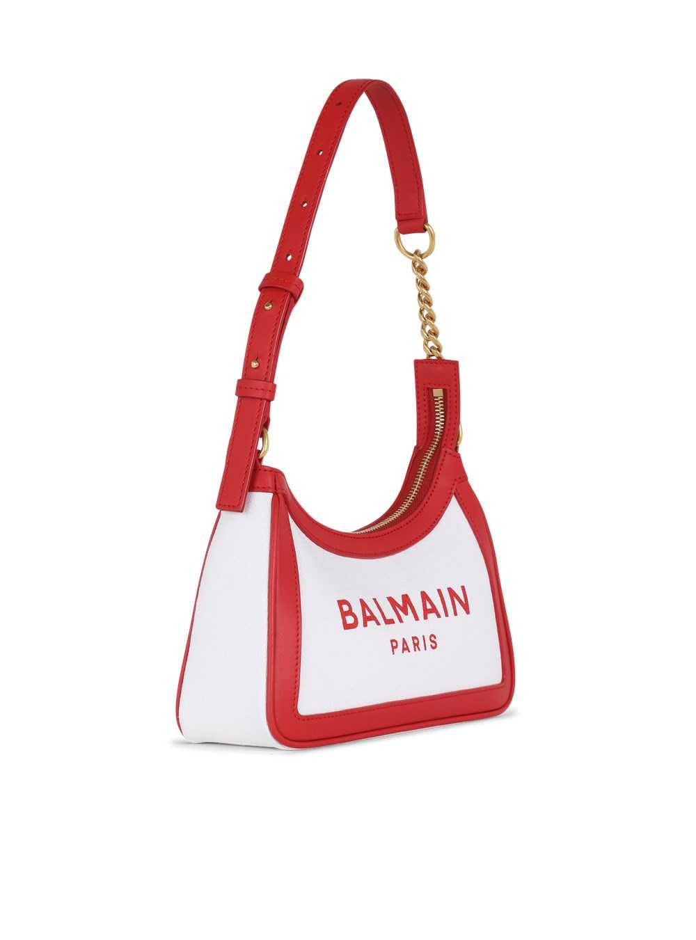 Balmain Exclusive - Canvas B-army Handbag With Leather Panels Red | XWJSICA-24