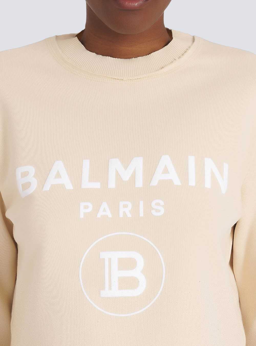 Balmain Exclusive - Cropped Sweatshirt With Balmain Logo Print Orange | NVUCZRD-96