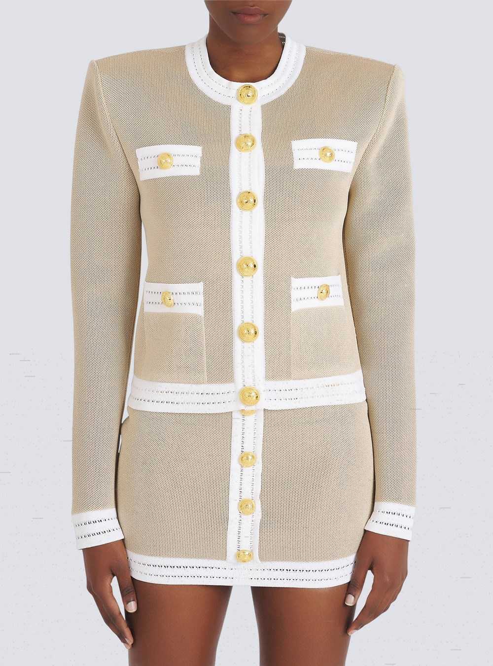 Balmain Exclusive - Knit Cardigan With Gold-tone Buttons Beige | BXVKLHI-71