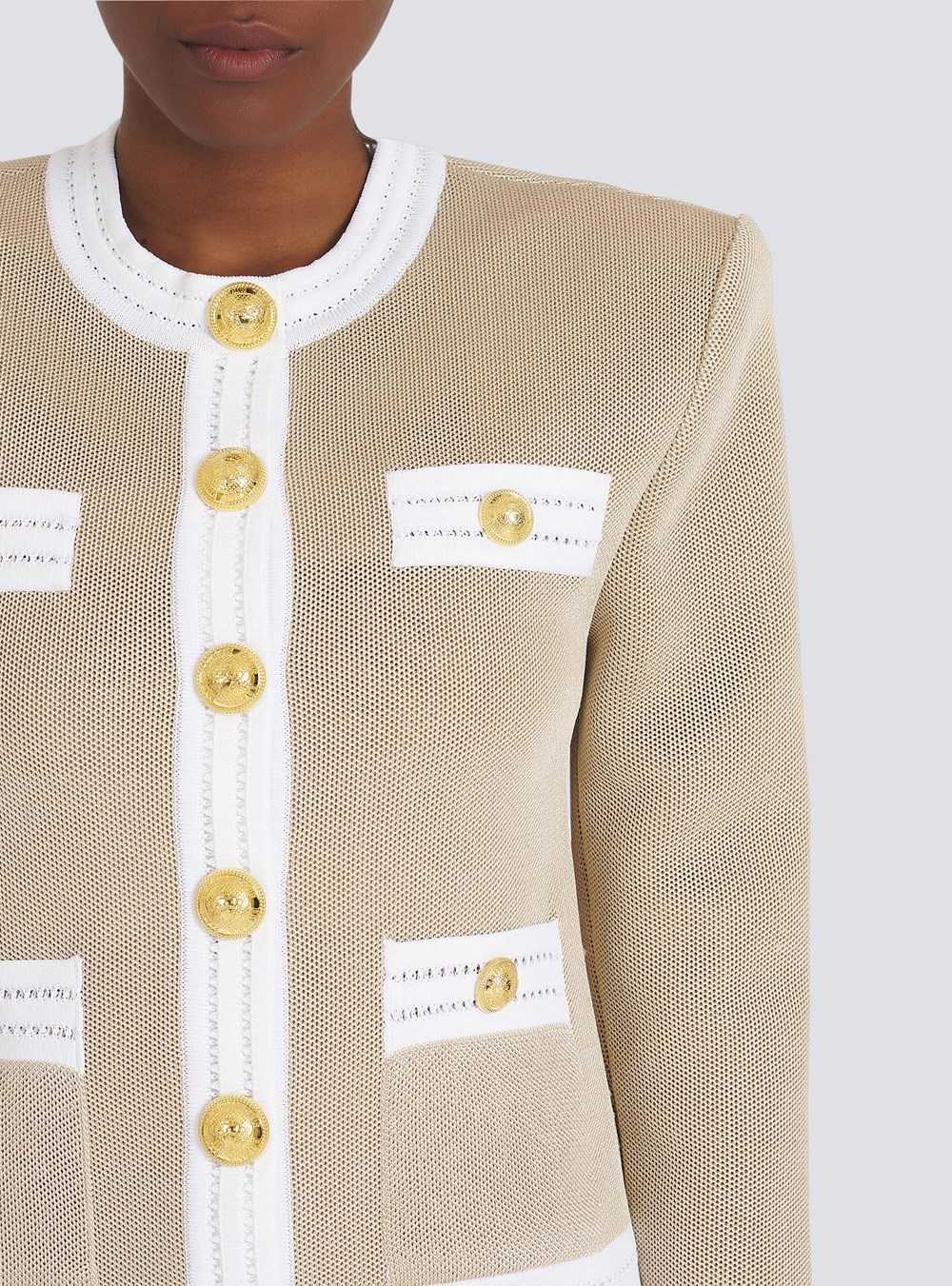 Balmain Exclusive - Knit Cardigan With Gold-tone Buttons Beige | BXVKLHI-71