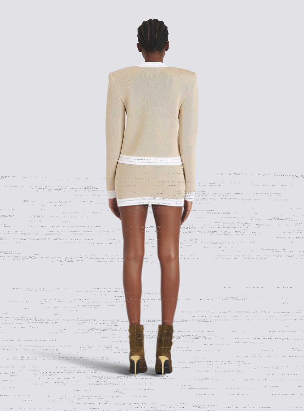 Balmain Exclusive - Knit Skirt With Gold-tone Buttons Beige | AIBROUH-89