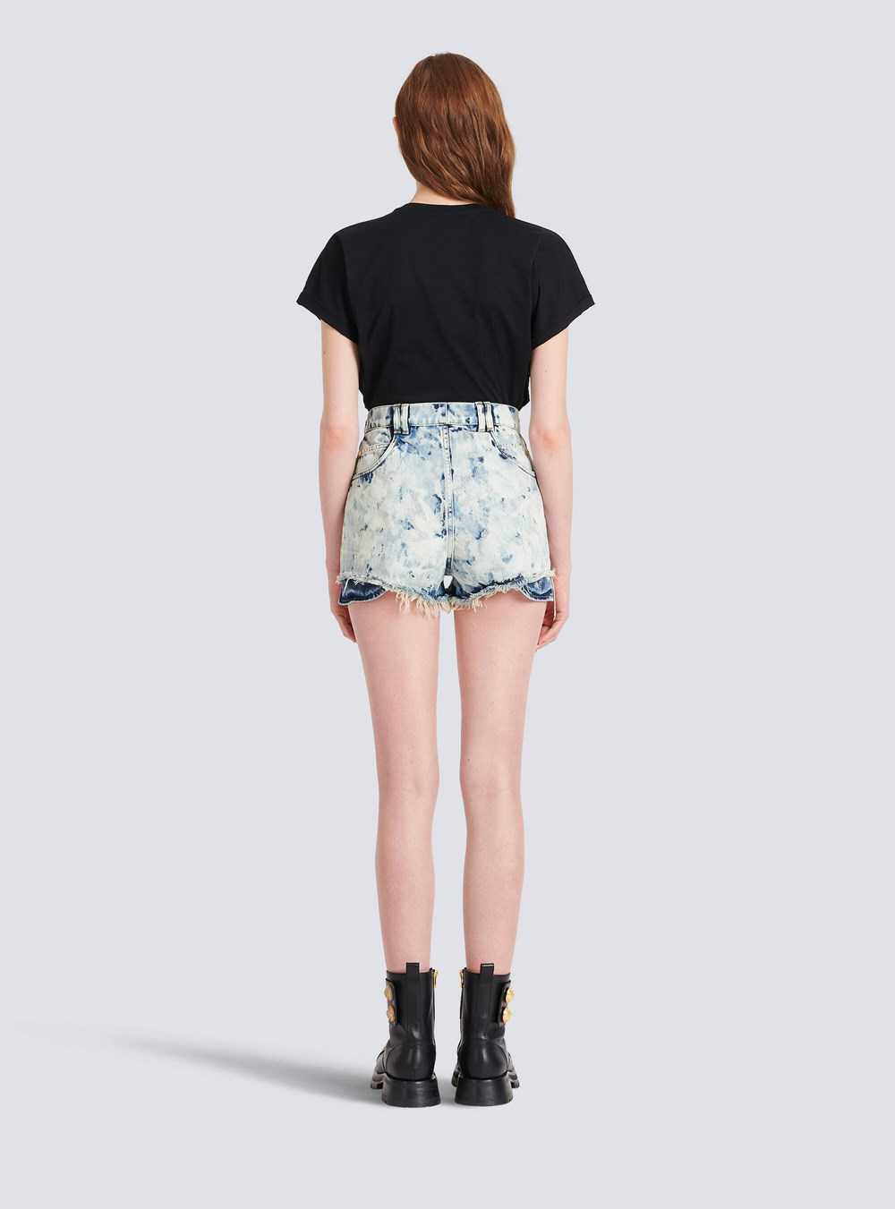 Balmain Faded Denim Reversed Shorts Blue | QBGFUIY-74