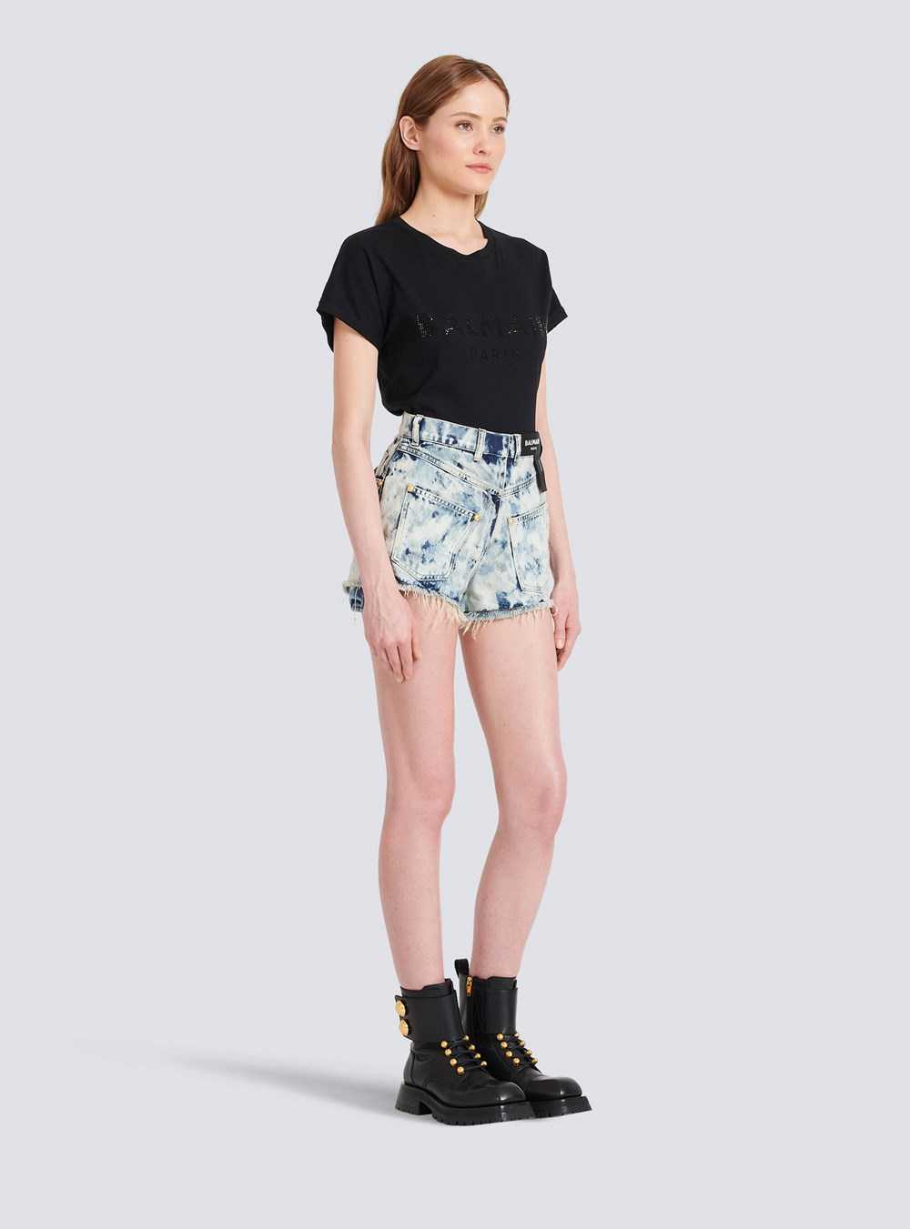 Balmain Faded Denim Reversed Shorts Blue | QBGFUIY-74