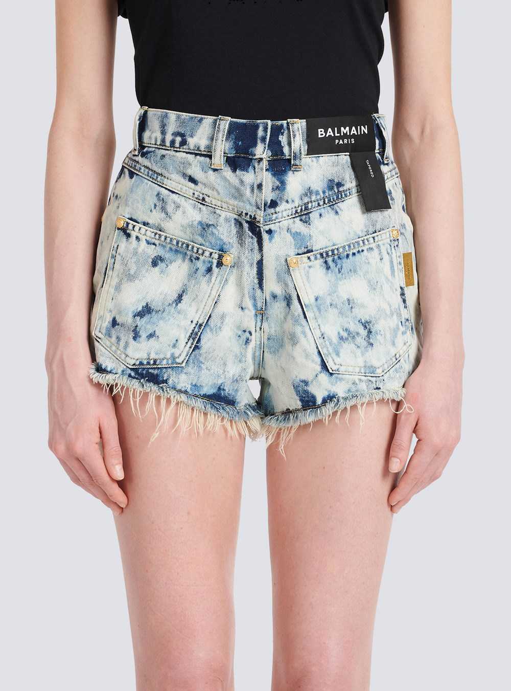 Balmain Faded Denim Reversed Shorts Blue | QBGFUIY-74