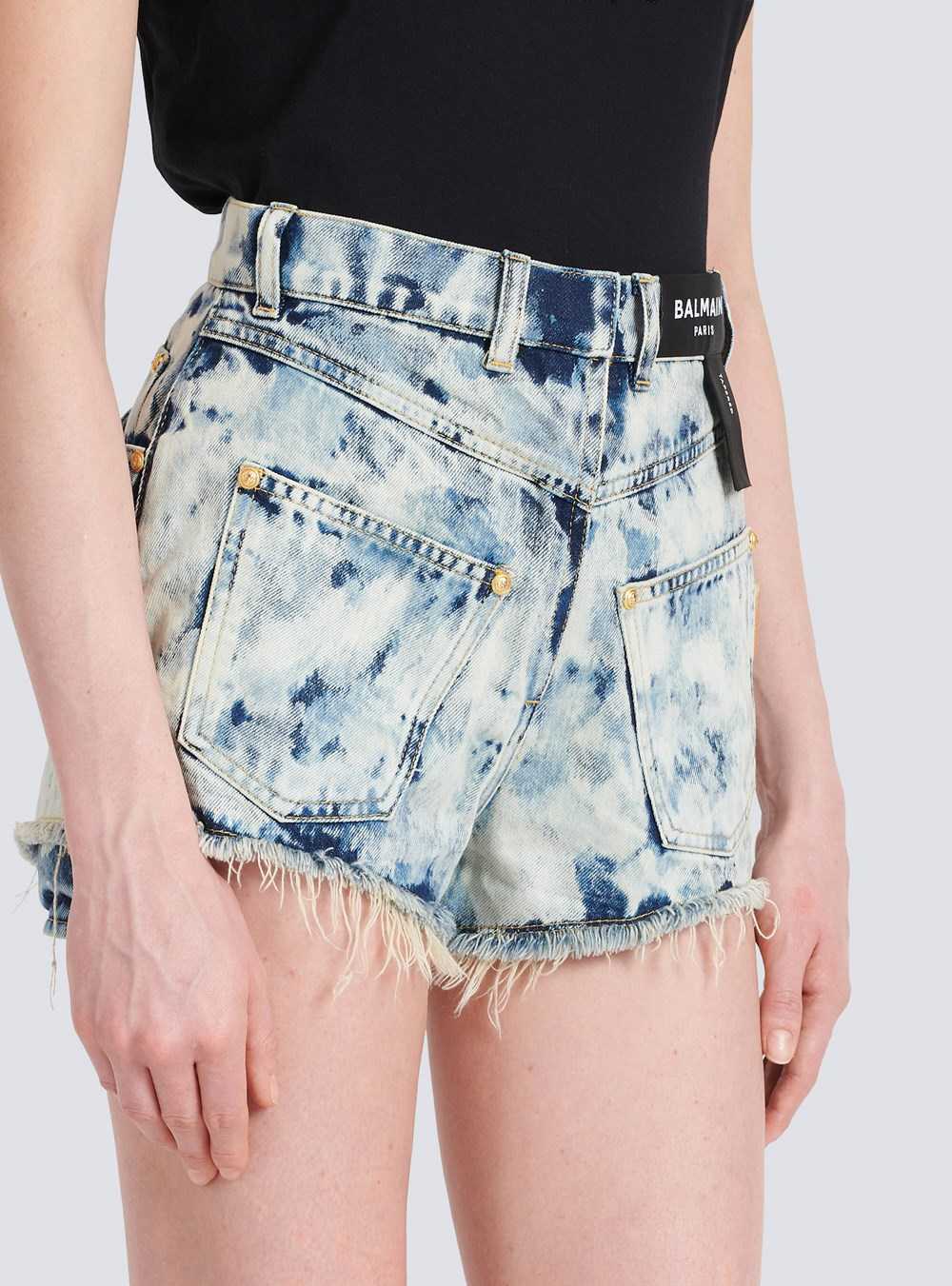 Balmain Faded Denim Reversed Shorts Blue | QBGFUIY-74