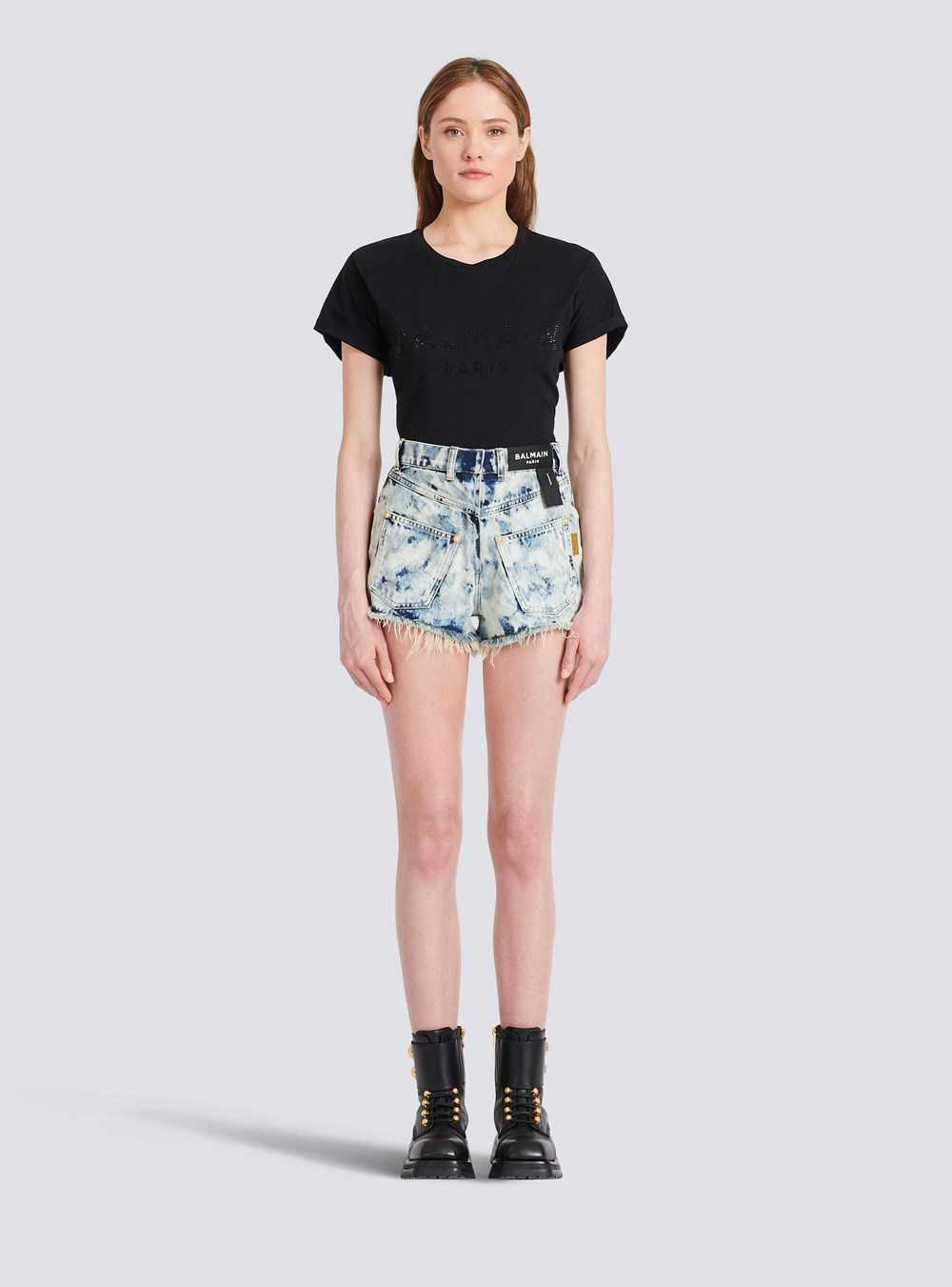 Balmain Faded Denim Reversed Shorts Blue | QBGFUIY-74