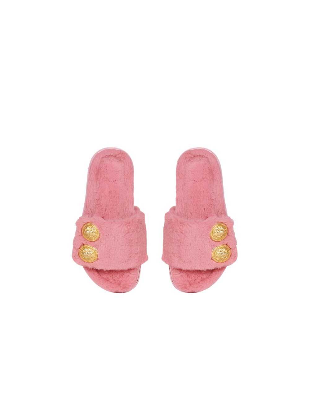 Balmain Faux Fur Tam Flat Mules Pink | CUZPDQK-49