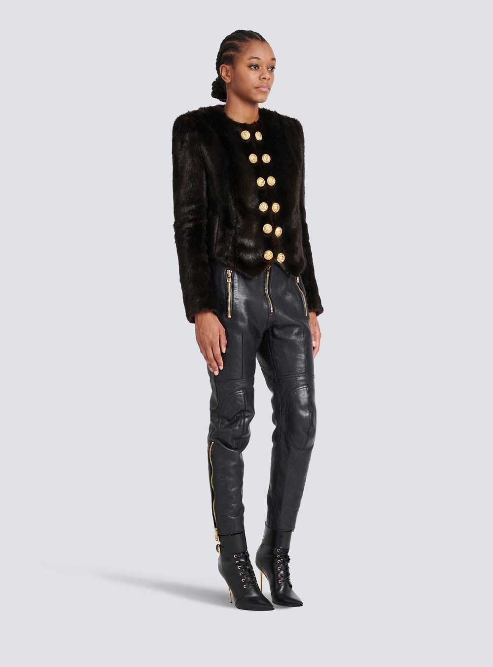 Balmain Faux Leather Spencer Jacket Brown | SAKLXMO-79