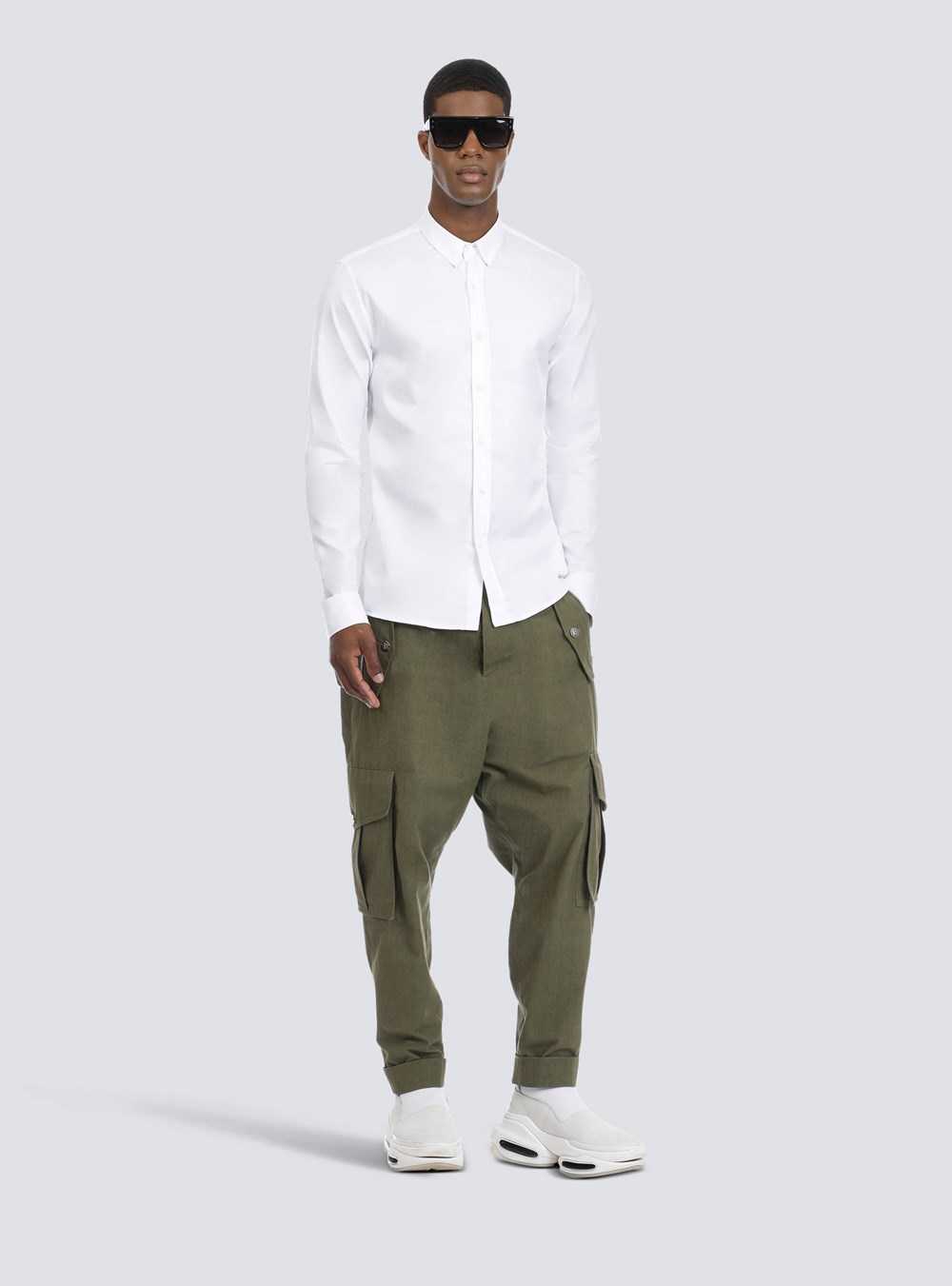 Balmain Fitted White Cotton Shirt White | LPVXHQN-30