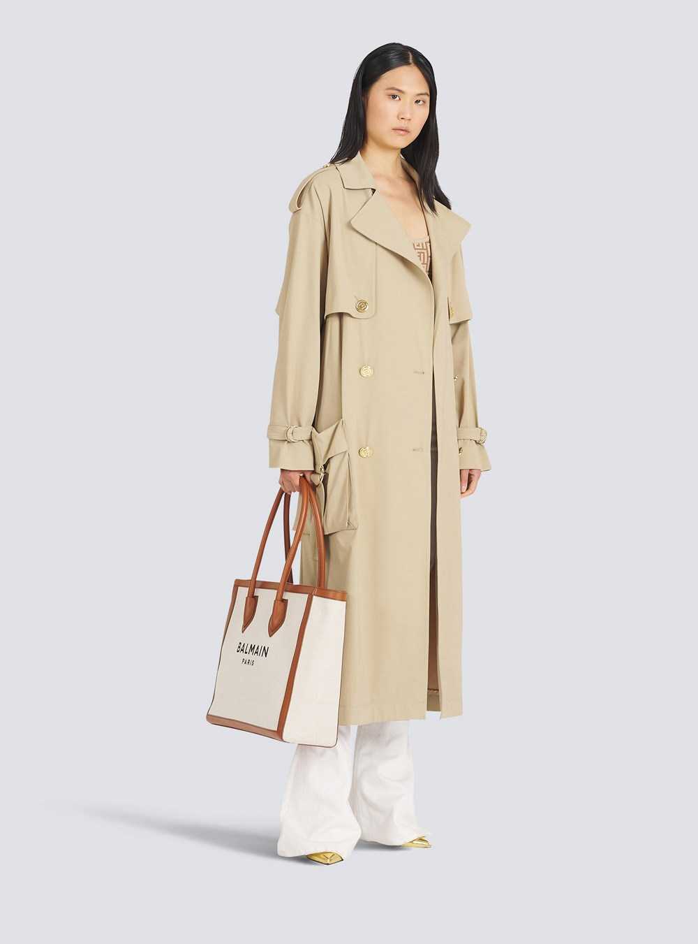 Balmain Gabardine Trench Coat Beige | FSDGROP-93