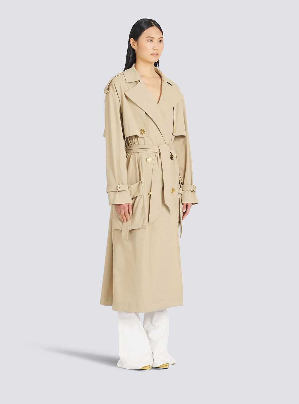 Balmain Gabardine Trench Coat Beige | FSDGROP-93