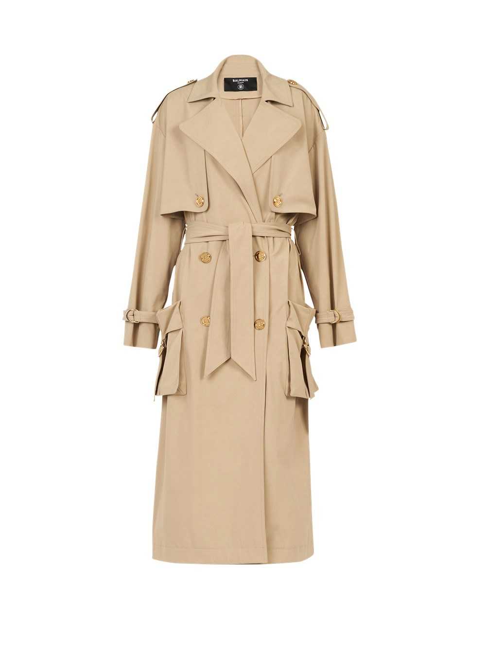 Balmain Gabardine Trench Coat Beige | FSDGROP-93