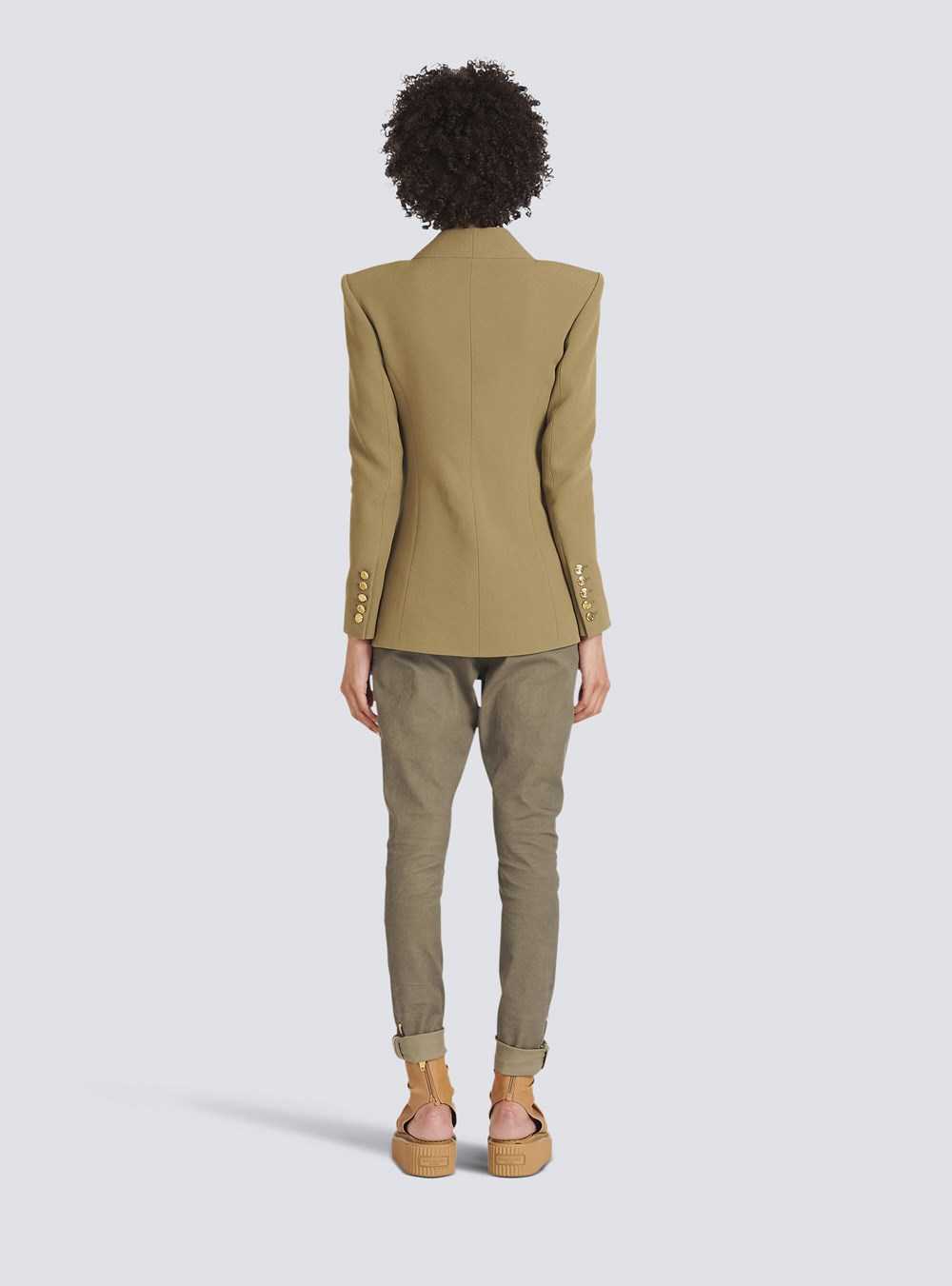 Balmain Geometric Pastron CrêPe Blazer Brown | EYUICPN-53