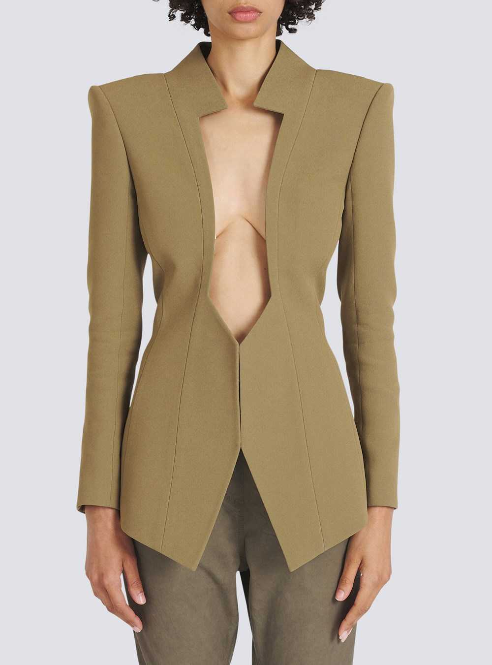 Balmain Geometric Pastron CrêPe Blazer Brown | EYUICPN-53