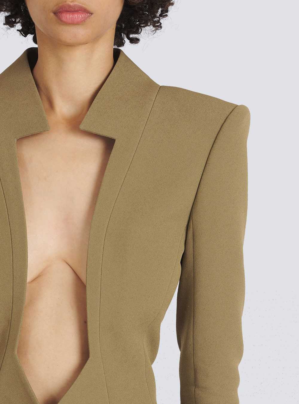 Balmain Geometric Pastron CrêPe Blazer Brown | EYUICPN-53