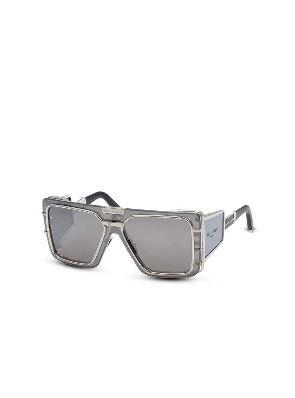 Balmain Gold-tone And Dark Gray Titanium Shield-shaped Wonder Boy Sunglasses Grey | MZRSVQD-93