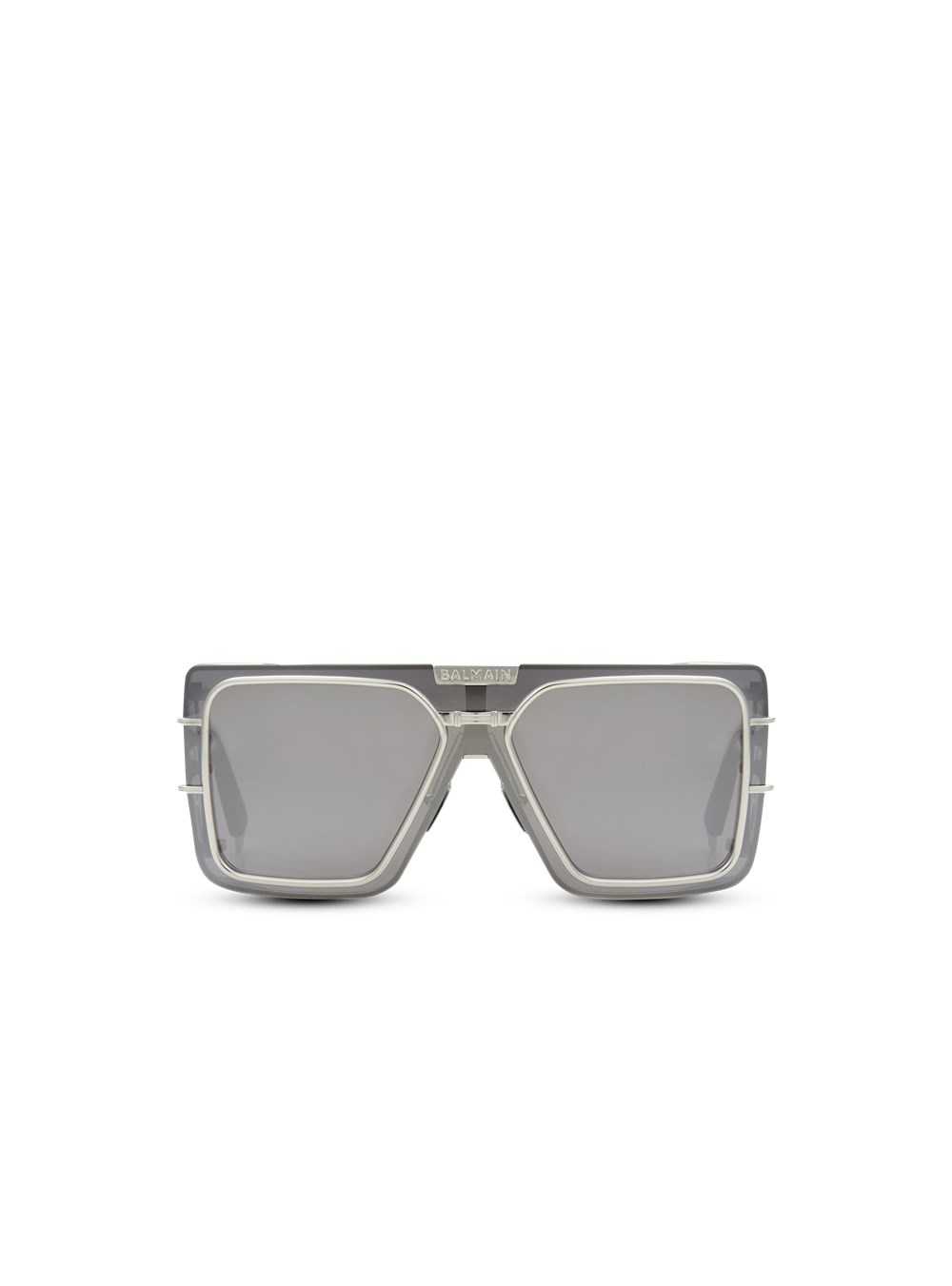 Balmain Gold-tone And Dark Gray Titanium Shield-shaped Wonder Boy Sunglasses Grey | MZRSVQD-93