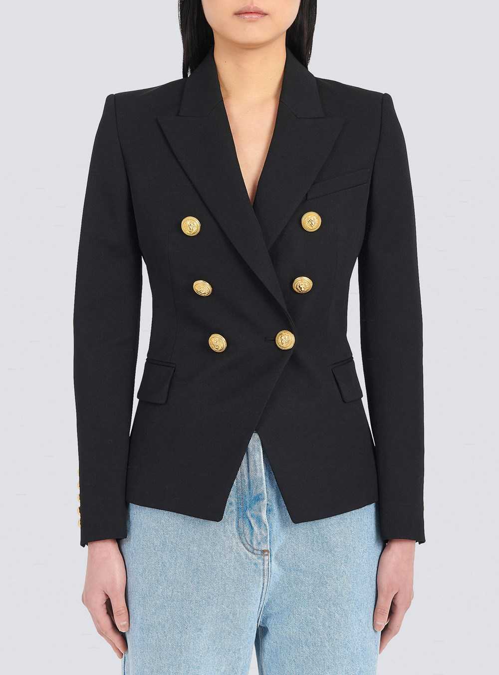 Balmain Grain De Poudre Double-breasted Jacket Black | OSYHUGI-19