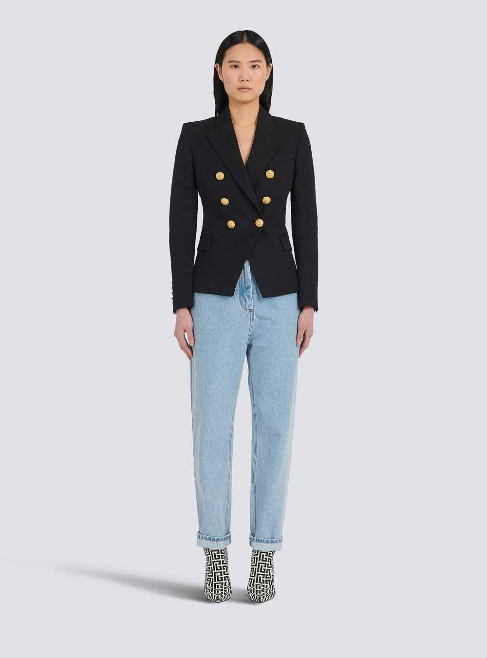 Balmain Grain De Poudre Double-breasted Jacket Black | OSYHUGI-19