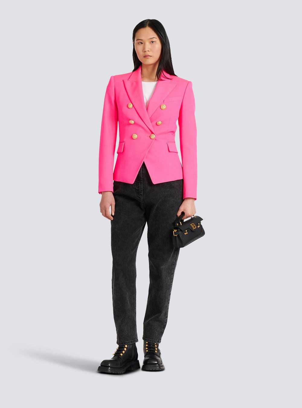 Balmain Grain De Poudre Double-breasted Jacket Pink | VIULTOD-49